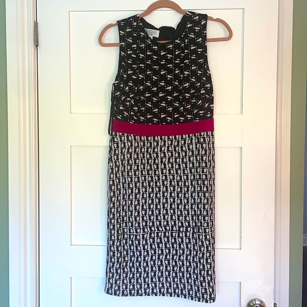 Kasper black and white midi dress.